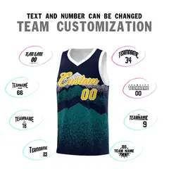 Navy Teal Mountain Fade Gradient Fashion Basketball Jersey 4