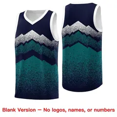 Navy Teal Mountain Fade Gradient Fashion Basketball Jersey 6