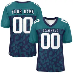 Navy Teal Raglan Sleeves Camo Authentic Football Jersey