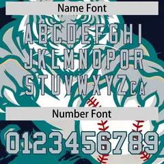 Navy Teal Silver Full-Snap Tiger Graffiti Baseball Jersey 7