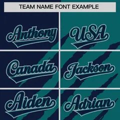Navy Teal Tiger Claw Scratch Split Baseball Jersey 3