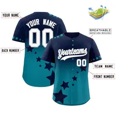 Navy Teal White Rising Stars Gradient Baseball Jersey 2