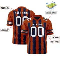 Navy Texas Orange Razr Stripe Graffiti Pattern Flag Football Jersey 2
