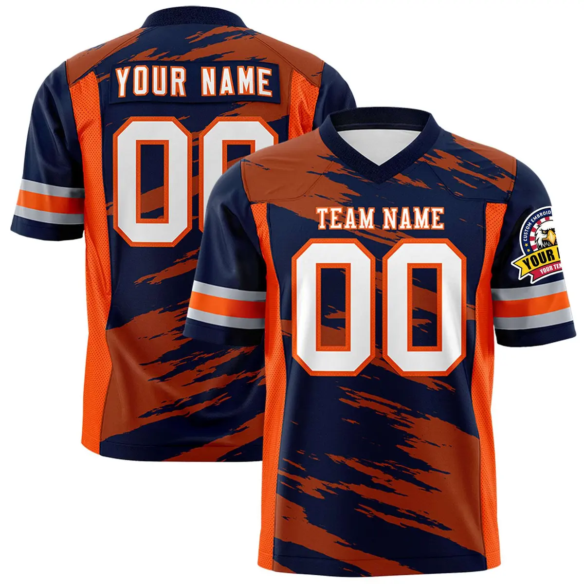 Navy Texas Orange Scratch Pattern Authentic Football Jersey