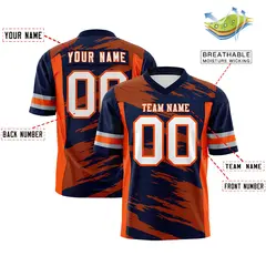 Navy Texas Orange Scratch Pattern Authentic Football Jersey 2