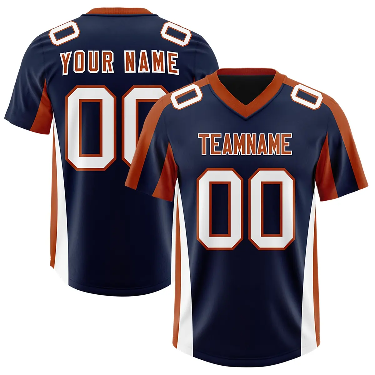 Navy Texas Orange Side Stripe Authentic Football Jersey