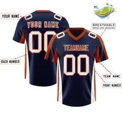 Navy Texas Orange Side Stripe Authentic Football Jersey 2