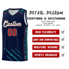 Navy Tiger Claw Pattern Basketball Jersey Sports Uniform 2