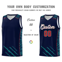 Navy Tiger Claw Pattern Basketball Jersey Sports Uniform 3