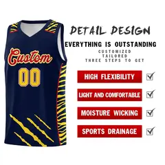 Navy Tiger Claw Pattern Basketball Jersey Sports Uniform 2