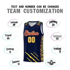 Navy Tiger Claw Pattern Basketball Jersey Sports Uniform 4