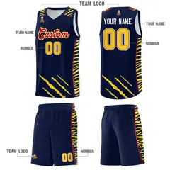 Navy Tiger Claw Pattern Basketball Jersey Sports Uniform 5