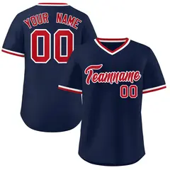 Navy V-Neck Pullover Baseball Jersey Classic Style