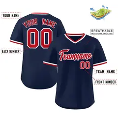 Navy V-Neck Pullover Baseball Jersey Classic Style 2