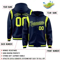 Navy Varsity Letterman Shoulder Color Block Jacket Hoodie 4