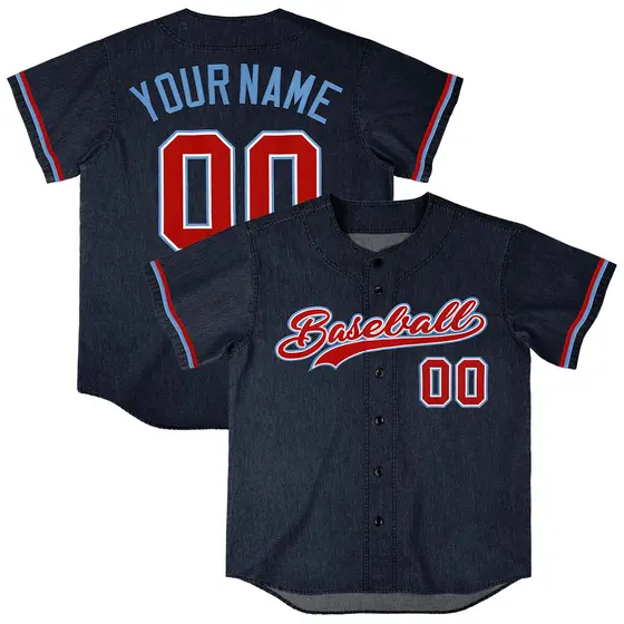 Navy Vintage Denim Baseball Jersey