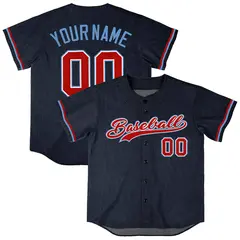 Navy Vintage Denim Baseball Jersey for Men Women Boy