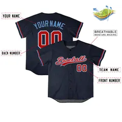 Navy Vintage Denim Baseball Jersey 4