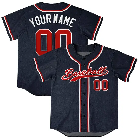 Navy Vintage Denim Baseball Jersey
