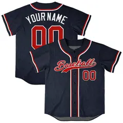 Navy Vintage Denim Baseball Jersey for Men Women Boy