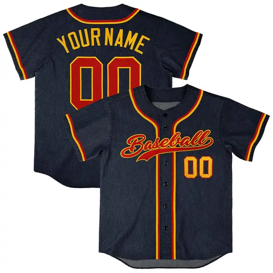 Navy Vintage Denim Baseball Jersey
