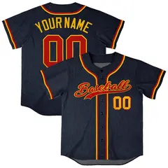 Navy Vintage Denim Baseball Jersey 1