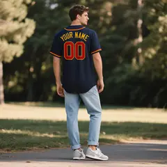 Navy Vintage Denim Baseball Jersey 3
