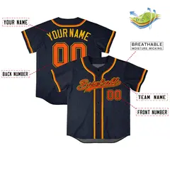 Navy Vintage Denim Baseball Jersey 4