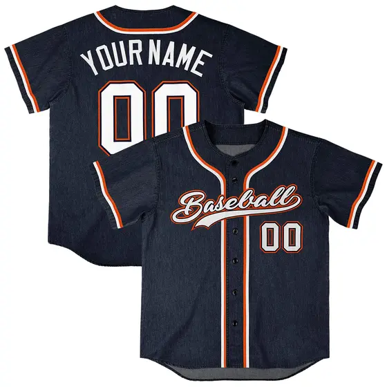 Navy Vintage Denim Baseball Jersey