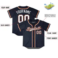 Navy Vintage Denim Baseball Jersey 4