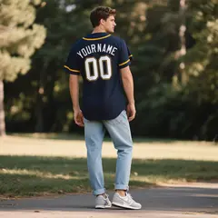 Navy Vintage Denim Baseball Jersey 3