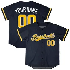 Navy Vintage Denim Baseball Jersey 1