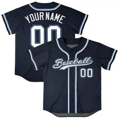 Navy Vintage Denim Baseball Jersey 1