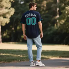 Navy Vintage Denim Baseball Jersey 3