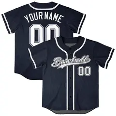 Navy Vintage Denim Baseball Jersey for Men Women Boy