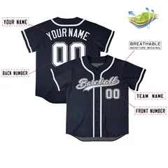 Navy Vintage Denim Baseball Jersey 4