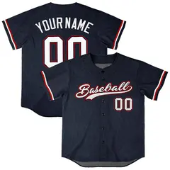Navy Vintage Denim Baseball Jersey for Men Women Boy