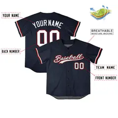 Navy Vintage Denim Baseball Jersey 4