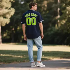 Navy Vintage Denim Baseball Jersey 3