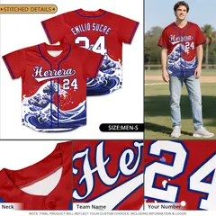Navy Wave Graffiti Pattern Baseball Jersey 5