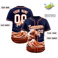 Navy Wave Graffiti Pattern Baseball Jersey 2