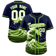 Navy Wave Graffiti Pattern Baseball Jersey 1