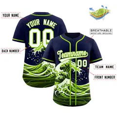 Navy Wave Graffiti Pattern Baseball Jersey 2