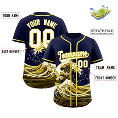 Navy Wave Graffiti Pattern Baseball Jersey 2