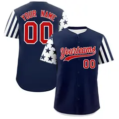 Navy White American Flag Raglan Baseball Jersey