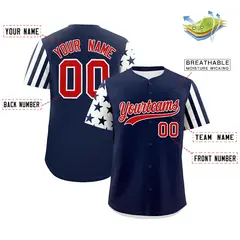 Navy White American Flag Raglan Baseball Jersey 2