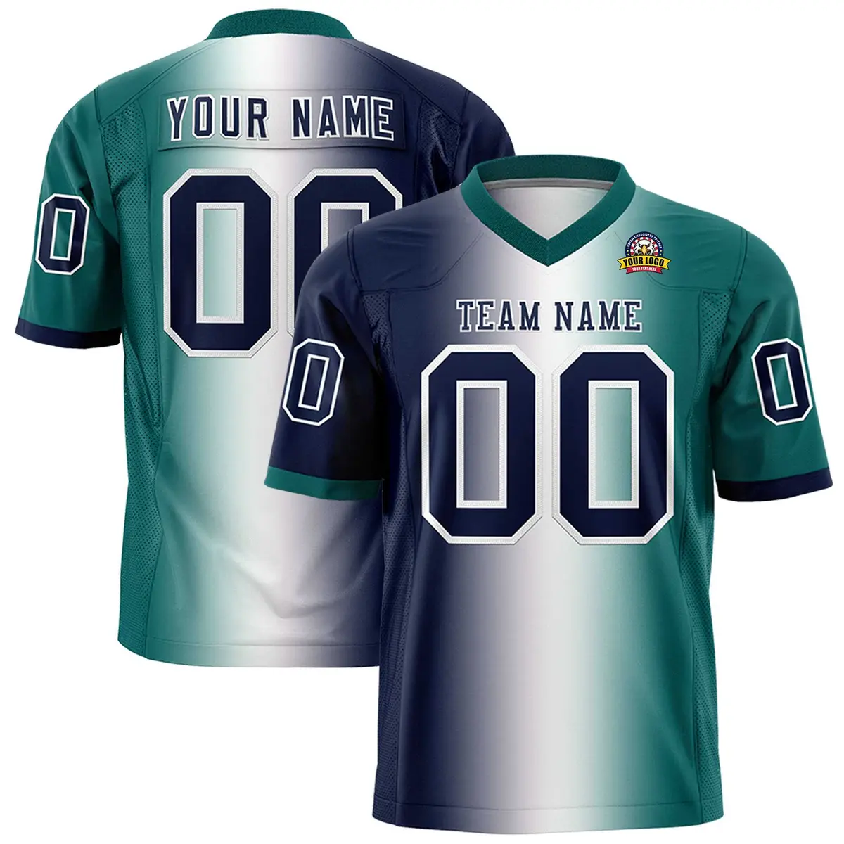 Navy White-Aqua Gradient Fashion Authentic Football Jersey