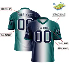 Navy White-Aqua Gradient Fashion Authentic Football Jersey 2