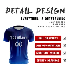 Navy White Athletic Sport Soccer Jersey 4