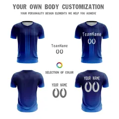 Navy White Athletic Sport Soccer Jersey 5